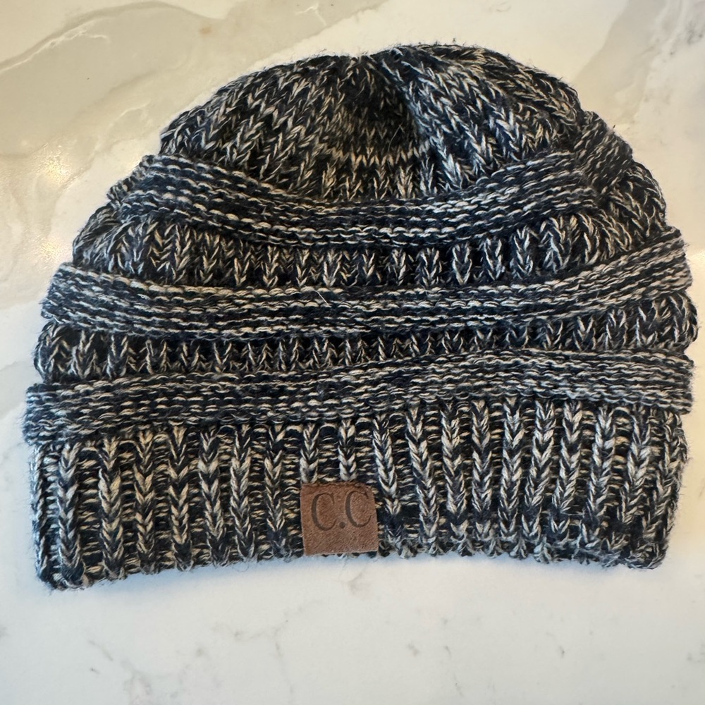 C.C Black and White Knit Beanie